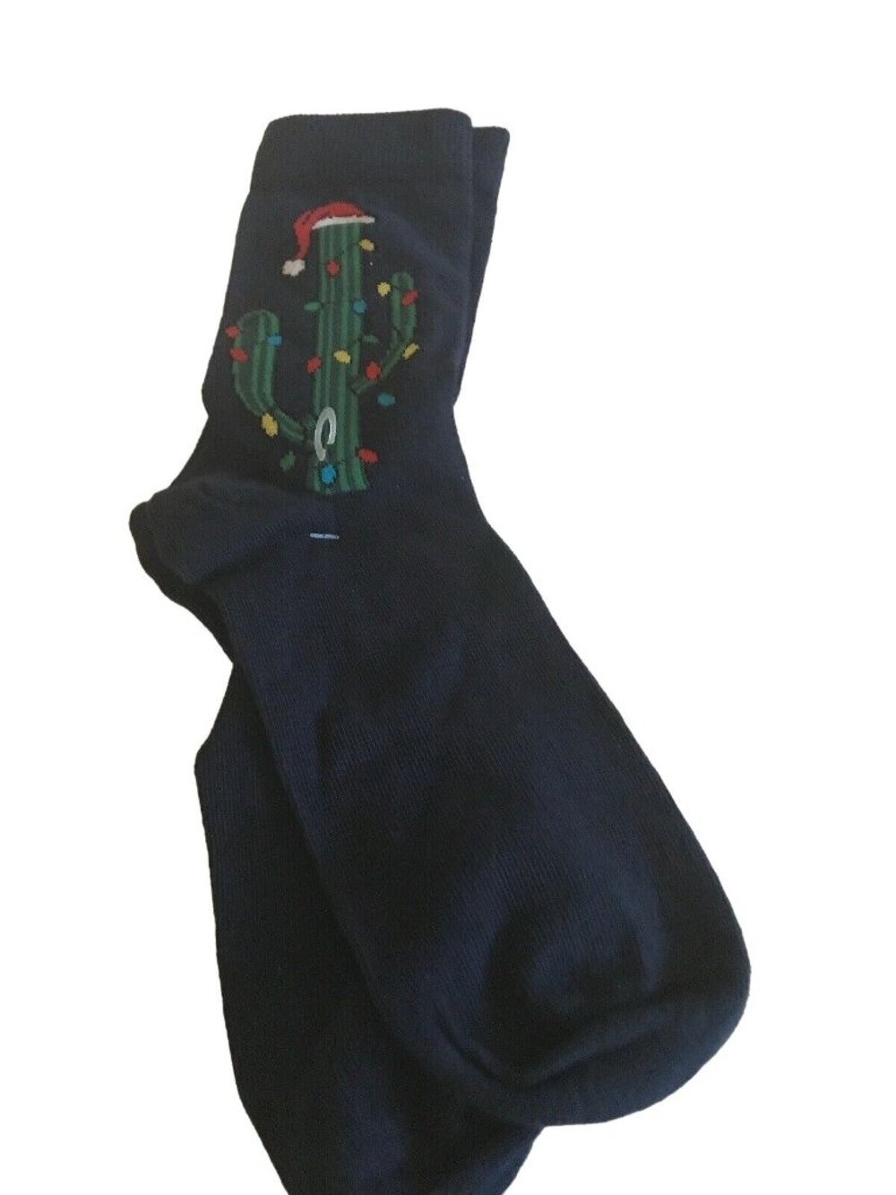 Christmas Cactus Socks With Santa Hat & Lights Graphic